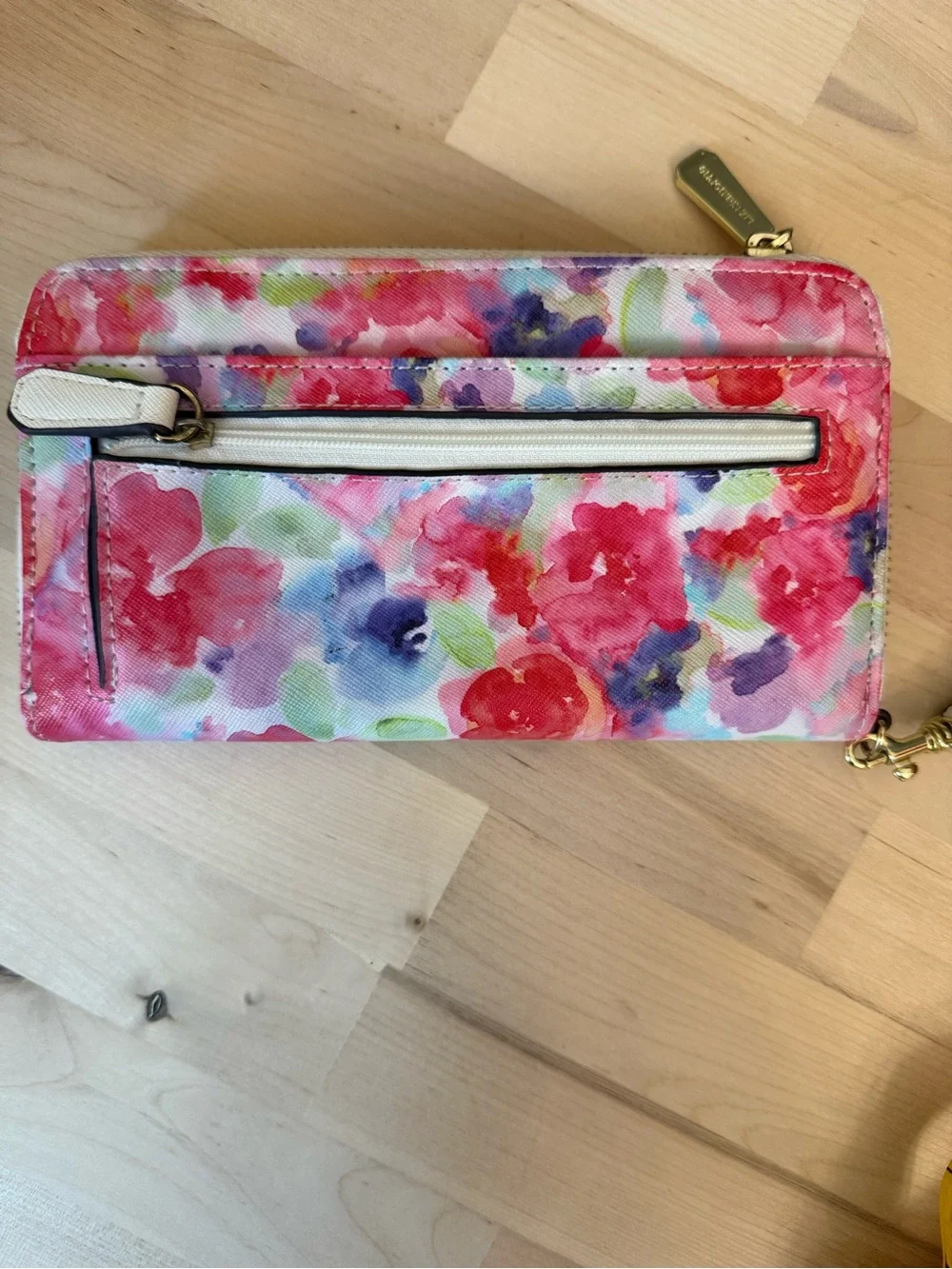 Liz Claiborne Watercolor Floral Zip Wristlet - Pink Multi